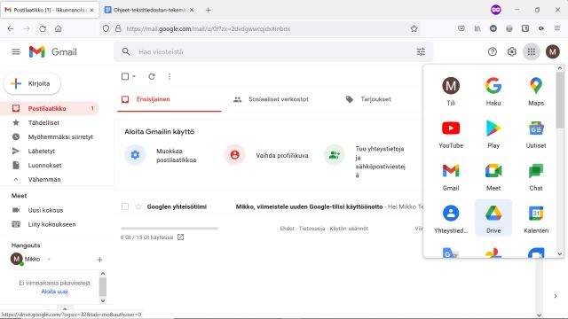 Googledrive ohjeet