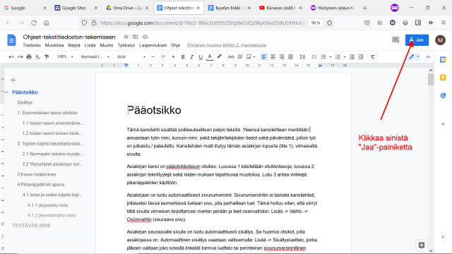 Googledrive ohjeet