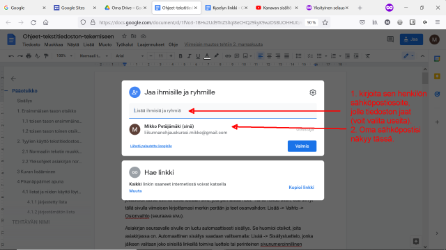Googledrive ohjeet