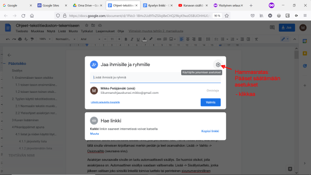Googledrive ohjeet
