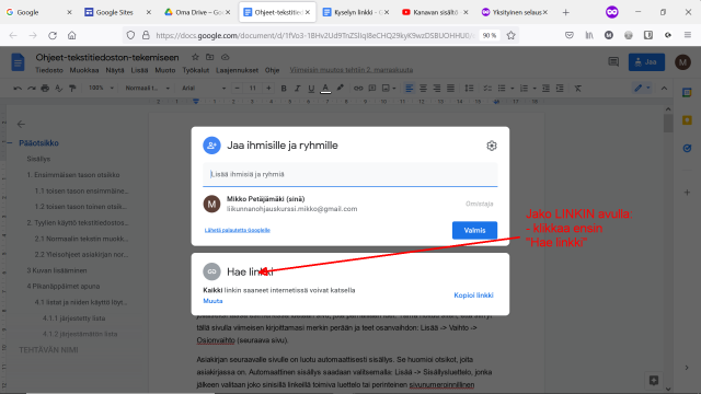 Googledrive ohjeet
